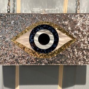 Mosaic Evil Eye chain cross body- Blue, Gold, Silver
